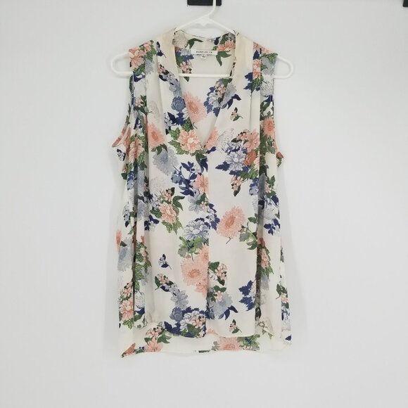 Rose & Olive Tops - Rose & Olive Sleeveless Tank Blouse / Shell Floral V-neck, Lightweight & Cool, L